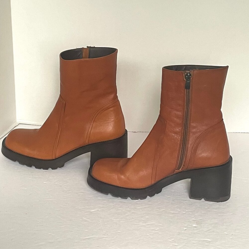 Steve Madden Naya Cognac Leather Ankle Boots Womens 39 Brown (8.5 - 9 US) - Picture 7 of 12